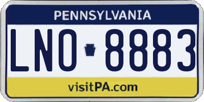PA license plate LNO8883