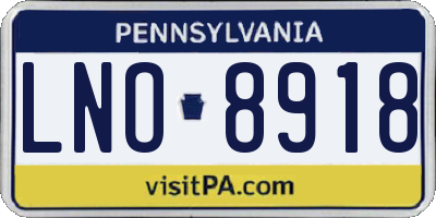 PA license plate LNO8918