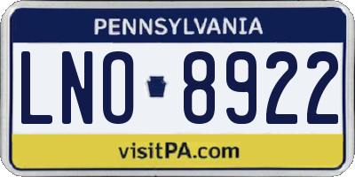 PA license plate LNO8922