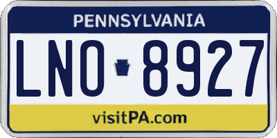 PA license plate LNO8927