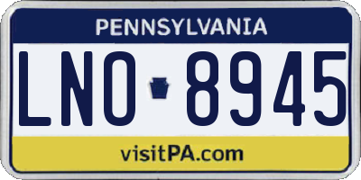 PA license plate LNO8945