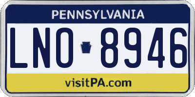 PA license plate LNO8946