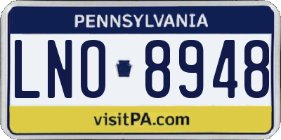 PA license plate LNO8948