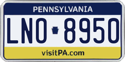 PA license plate LNO8950