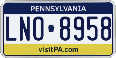PA license plate LNO8958