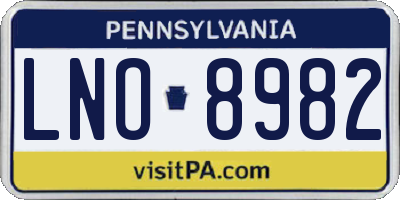 PA license plate LNO8982