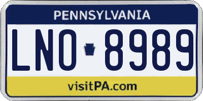 PA license plate LNO8989