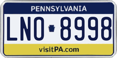 PA license plate LNO8998