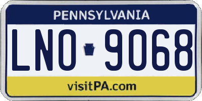 PA license plate LNO9068