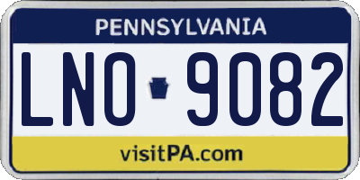 PA license plate LNO9082