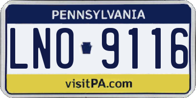PA license plate LNO9116