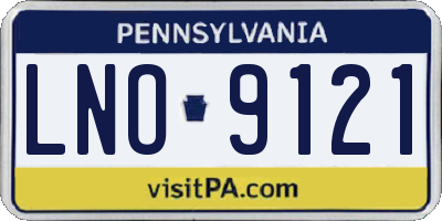 PA license plate LNO9121