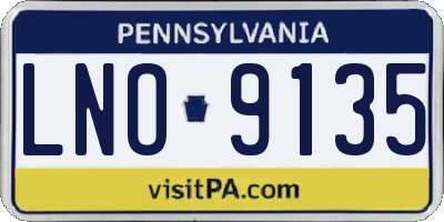 PA license plate LNO9135