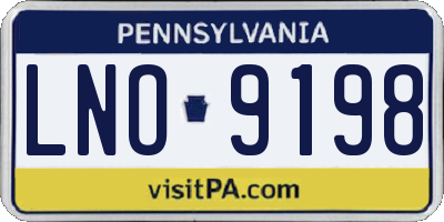 PA license plate LNO9198