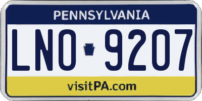 PA license plate LNO9207