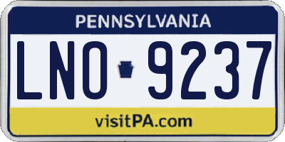 PA license plate LNO9237