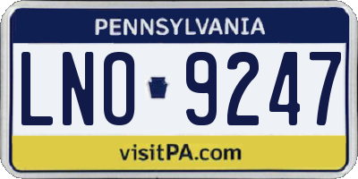 PA license plate LNO9247
