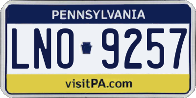 PA license plate LNO9257