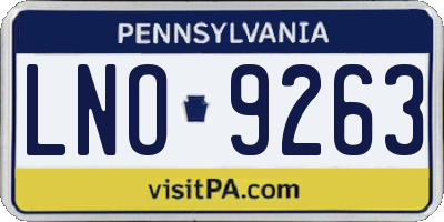 PA license plate LNO9263