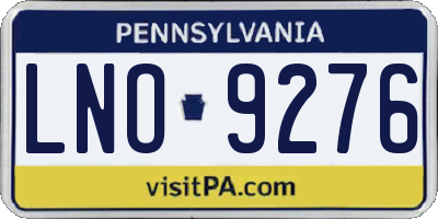 PA license plate LNO9276