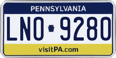 PA license plate LNO9280