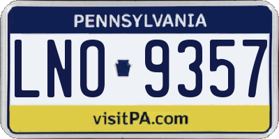 PA license plate LNO9357