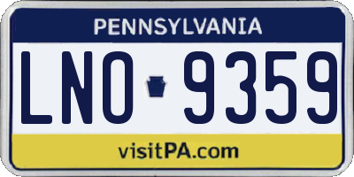 PA license plate LNO9359