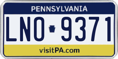 PA license plate LNO9371