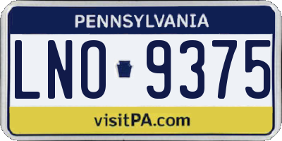 PA license plate LNO9375