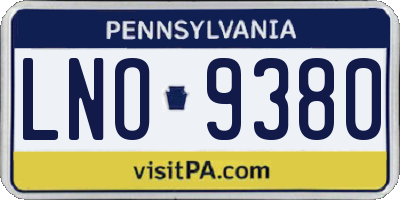 PA license plate LNO9380