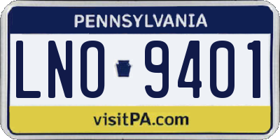 PA license plate LNO9401