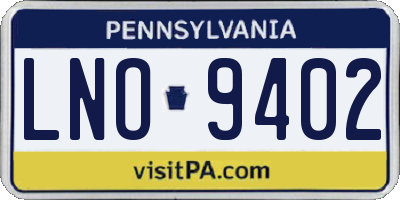 PA license plate LNO9402