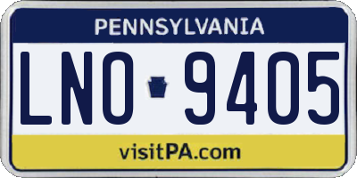 PA license plate LNO9405
