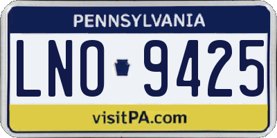 PA license plate LNO9425