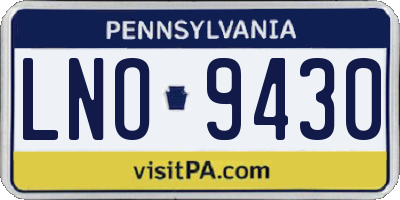 PA license plate LNO9430