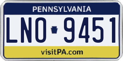 PA license plate LNO9451