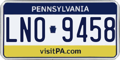 PA license plate LNO9458