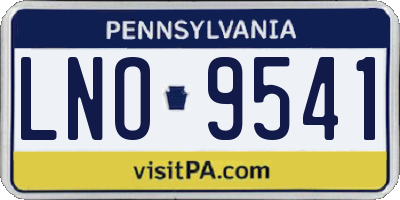 PA license plate LNO9541