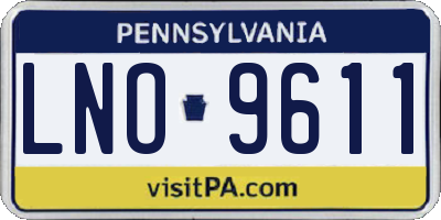 PA license plate LNO9611