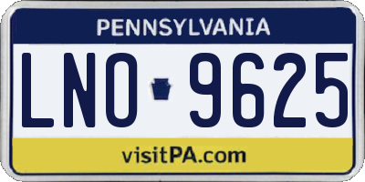 PA license plate LNO9625