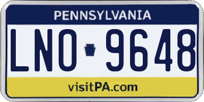 PA license plate LNO9648