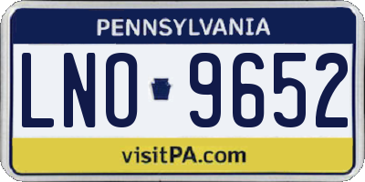 PA license plate LNO9652