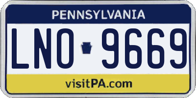 PA license plate LNO9669