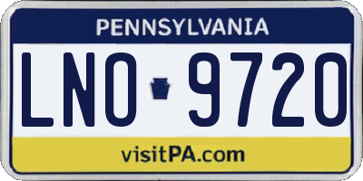 PA license plate LNO9720