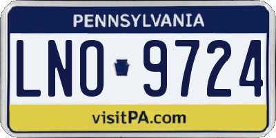 PA license plate LNO9724