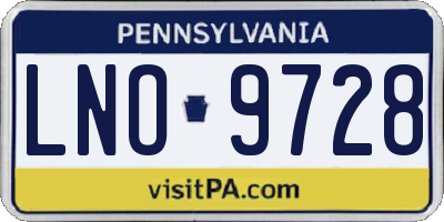 PA license plate LNO9728