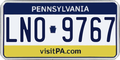 PA license plate LNO9767