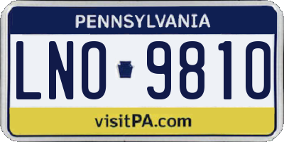 PA license plate LNO9810