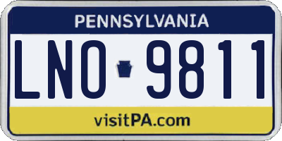 PA license plate LNO9811