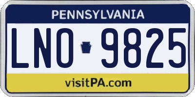 PA license plate LNO9825